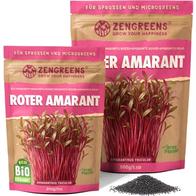 Produktbild von ZenGreens® Bio Roter Amaranth Keimsaat 500 g – Sprossensamen für Microgreens