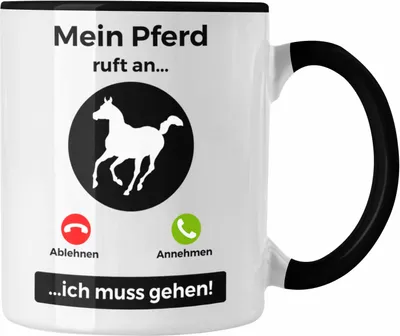 Produktbild von Trendation - Pferde Tasse Geschenk Mädchen Reiten Geschenke Pferd Kaffeetasse für Reiterin Pferdeflüsterer Erwachsene Spruch (Schwarz)