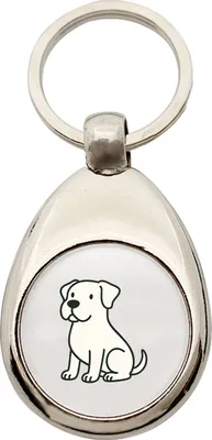 Produktbild von Huuraa Schlüsselanhänger Dogo Argentino Comic Dogo Metall Schlüsselring Einkaufswagenchip Geschenkidee