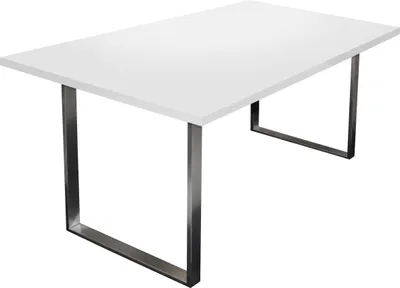 Produktbild von Esstisch "Steel" in weiß matt lack. Abmessungen (BxHxT) 160x76x90 cm