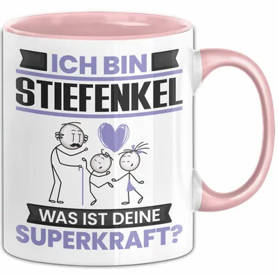 Produktbild von Stiefenkel Tasse Geschenk für Stiefenkel Geburtstag Lustiger Spruch Kaffee-Becher Was Ist Deine Superkraft (Rosa)