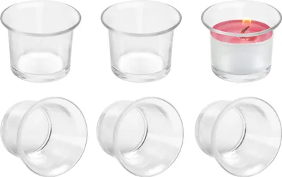Zdjęcie produktu dla Świecznik na świece wotywne Belle Vous (6 szt.) - Przezroczysty szklany świecznik na tealighty, świecznik na tealighty - 4,5 x 4,5 cm każdy - Szklane słoiki na świece