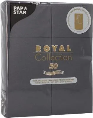 Produktbild von 300 Papstar Servietten ROYAL Collection 40 cm x 30 cm schwarz mit Besteckfalz 37336