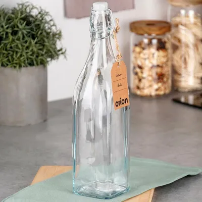Produktbild von Glasflasche mit Clipverschluss für Wein, Likör, Sirup, Saft, 1 l