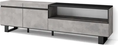 Produktbild von TV-Schrank, Lowboard, 200x35x57cm, Für TV-Geräte bis zu 80", Industriedesign, Zementgrau