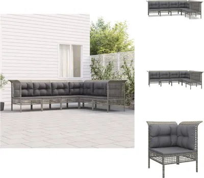 Produktbild von vidaXL 6-tlg. Garten-Lounge-Set mit Kissen Grau Poly Rattan -  Gartenmöbel-Sets