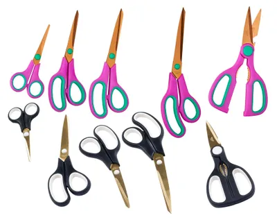 Produktbild von 10tlg. KING Scherenset EASYCUT MIX mit Titan beschichtete Klingen / 10x Scheren: 2x24.5, 2x20.5, 2x20, 2x20, 2x14cm / Handarbeitsschere, Papierschere, Haushaltsschere, Universalschere, Multischere
