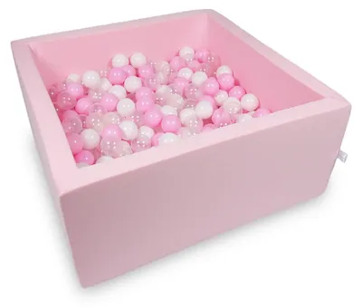 Produktbild von Trockenpool 90x90x40cm puderrosa mit 400 Bällen: hellrosa, weiß, transparent, puderrosa