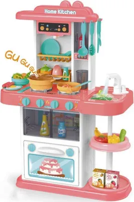 Produktbild von Coemo Kinderküche Paula Spielküche mit 38 tlg. Zubehör Farbe Pink