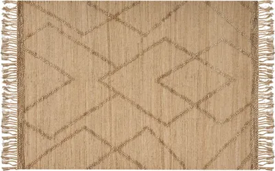 Produktbild von BELIANI Teppich Beige Jute Rechteckig 200 x 300 cm Geometrisches Muster Handgewebt Boho Modern Kurzhaar für Fußbodenheizung Wohnzimmer Ausstattung
