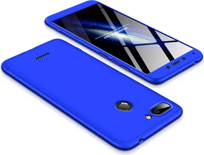 Produktbild von Für Redmi 6 3 in 1 Hybrid Hard Case Full Body 360 Grad Schutz Rückendeckung blau