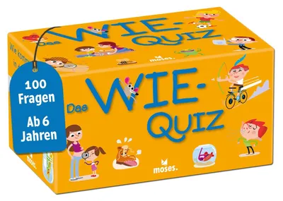 Produktbild von Wie-Quiz Kinder Wissensquiz mit 100 spannenden Wie-Fragen Kinderquiz rund um Allgemeinwissen Ratespiel für neugierige Kids ab 6 Jahren Yellow
