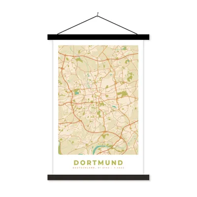 Produktbild von MuchoWow® Textilposter Stadtplan - Dortmund - Stadtplan - Vintage 120x180 cm mit schwarzem Rahmen - Fotos