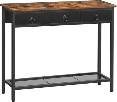 Image de Une table d'appoint avec 3 tiroirs - table basse 100 x 25 x 80 cm - couleur marron