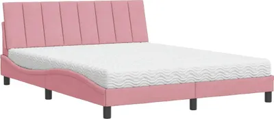 Immagine prodotto di Letto con materasso rosa 160x200 cm in velluto