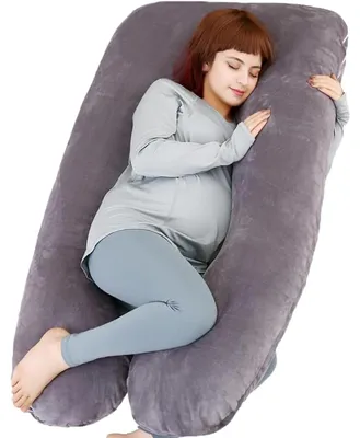 Obrázok produktu pre Omgoods – U-tvarový tehotenský vankúš, 140 cm – podpora pre chrbát, nohy a brucho