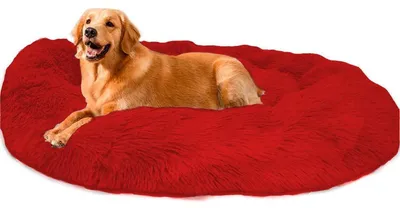 Produktbild von Hundebett Donut 90 cm Rot Plüsch Waschbar für Große Hunde