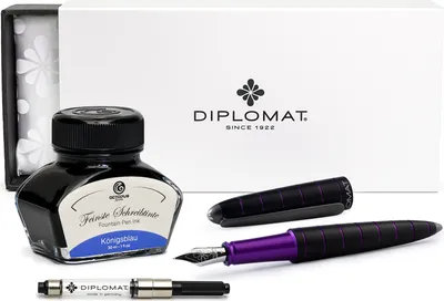 Produktbild von Füllhalter Diplomat Elox Ring schwarz-lila mit Schreibtinte, Stärke M