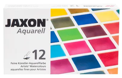 Produktbild von Aquarellfarbkasten 12ST 1/2 Näpfe JAXON 89912 im Metallkasten