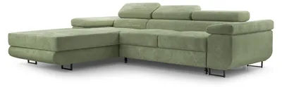 Produktbild von Masseno Ecksofa GIULIO mit Schlaffunktion L-Form, Sofa mit Bettkasten, Wohnzimmersofa, Couch, Soffa, Bettsofa, Couchgarnitur- Grün, POSO 47