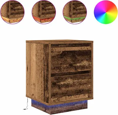Produktbild von Nachttische mit LED-Leuchten 2 Stk. Altholz-Optik 38x34x50 cm