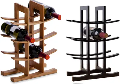 Zdjęcie produktu dla Stojak na wino, bambus, 12 butelek, 4 poziomy, do kuchni