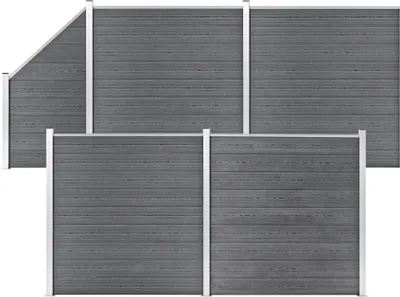 Produktbild von Maison Exclusive - WPC Zaun-Set 4 Quadrate + 1 Schräge 792x186 cm Grau