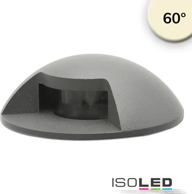 Zdjęcie produktu dla Reflektor LED do wbudowania w podłogę, okrągły 1SIDE 60mm, czarny, 12-24V, IP67, 3W, 60°, ciepły biały