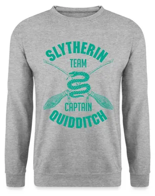 Produktbild von Spreadshirt Harry Potter Slytherin Quidditch Wappen Uni Pullover, M, Weißgrau meliert