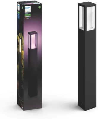 Produktbild von Philips Hue White and Color ambiance Impress Outdoor Wegeleuchte schwarz, Intelligente Sockel-/Pfostenbeleuchtung, Bluetooth/Zigbee, Schwarz, LED, Glas, Nicht austauschbare(s) Leuchtmittel