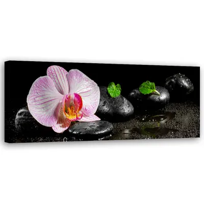 Produktbild von Leinwandbild Blühende Zen-Orchidee 120x40 Feeby Schwarz bild für die wand bereit zum aufhängen
