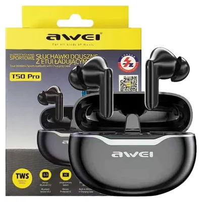Image de Casque Bluetooth Awei 5.3 T50 Enc + Station d'accueil Noir/Noir