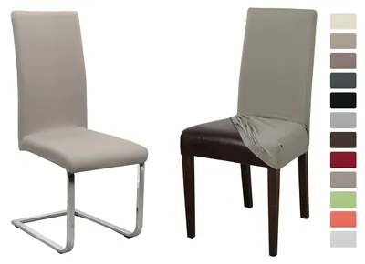 Produktbild von Stuhlhusse aus Jersey, elastisch, einfarbiger Stretchbezug aus Baumwolle, doppelter Gummizug, knitterfrei, Einheitsgröße, 2er-Set, Farbe: Stein