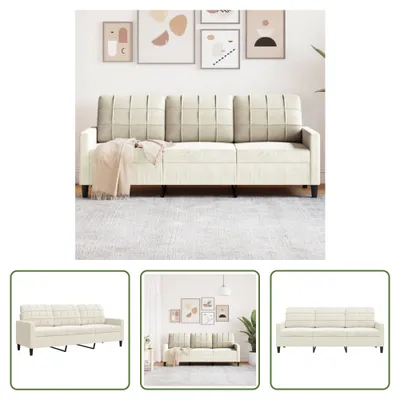 Produktbild von The Living Store 3-Sitzer-Sofa Creme 180 cm Samt