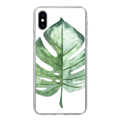 Produktbild von MuchoWow® Handyhülle Schutzhülle Hülle für iPhone Xs Aquarell - Monstera - Blatt Silikon Softcase Handy Hülle - Handytasche