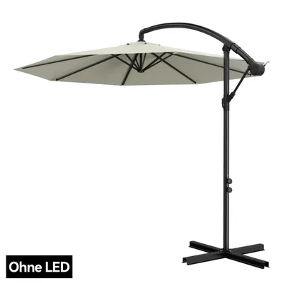 Produktbild von Sessamen-LP Alu Sonnenschirm Ampelschirm Ø300 cm mit Kurbelvorrichtung Gartenschirm Balkonschirm ,UV-Schutz 40+，Beige