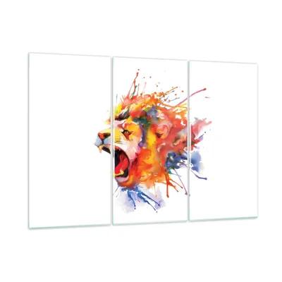 Produktbild von Bilder auf glas - Löwe modern Malerei Tier - 105x70cm - Glasbilder - Wandbilder - Kunstdruck - zum Aufhängen bereit - Wanddekoration aus Glas - Glas Bilder - Wandbild auf Glas - GCE105x70-2885