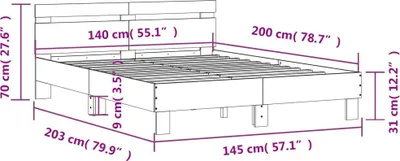 Produktbild von vidaXL Bettgestell mit Kopfteil Räuchereiche 140x200 cm Holzwerkstoff