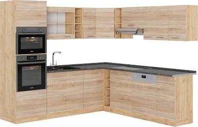 Produktbild von Eckküche Vicco R-Line Sonoma/Goldkraft Eiche 247 x 237 cm, AP Anthrazit, Model 53400