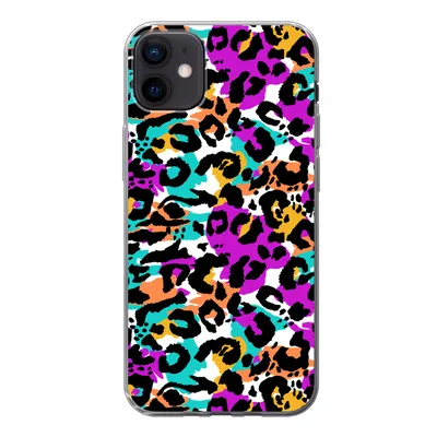 Produktbild von MuchoWow® Handyhülle Schutzhülle Hülle für iPhone 12 mini Pantherdruck - Regenbogen - Weiß Silikon Softcase Handy Hülle - Bild