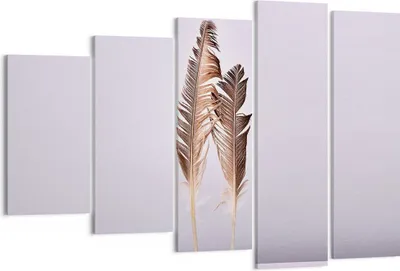 Produktbild von Bild auf Leinwand - Leinwandbild - 5 Teile - Zwei Federn Flieder - 150x100cm - Wand Bild - Wanddeko - Wandbilder - Leinwanddruck - Bilder - Wanddekoration - Leinwand bilder - Wandbild - EG150x100-4335