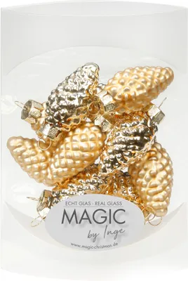 Produktbild von Christbaumschmuck Zapfen Glas 4,5cm 12 Stück Brokatgold