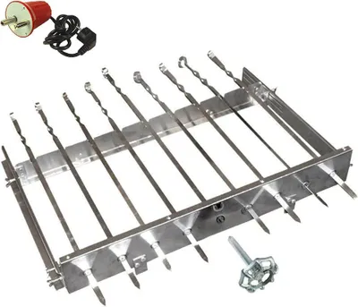 Produktbild von Mehrfacher Drehspieß "Sesam" für 9 Spieße, L-62 cm, Breite regulierbar 24-40 cm mit Motor!