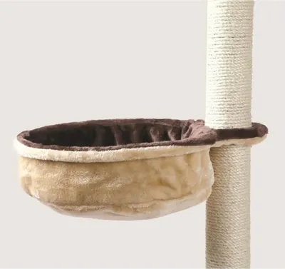 Zdjęcie produktu dla Legowisko dla kota TRIXIE do drapaka, Ø38 cm, pluszowe, metalowa rama, beżowo-brązowe, do 4.5kg