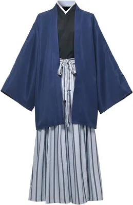 Image de Kimono de bain pour hommes, style yukata japonais, unis, noir et bleu, taille S