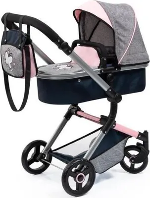 Produktbild von Bayer Design 18427AA Kombi-Puppenwagen Neo Vario mit Tasche, wandelbar als Jogger, verstellbarer Griff, schwenkbare Vorderräder, blau, grau