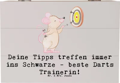 Produktbild von Mr. & Mrs. Panda Geschenkbox Beste Darts Trainerin 22 x 15 cm - Grau Pastell - Geschenk, Dankbarkeit, Sportart, Geschenkidee, Motivation, Danksagung, Training, fotobox