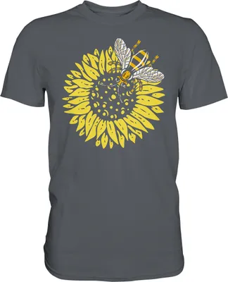 Produktbild von Biene Sonnenblumen T-Shirt Gärtner Imker Geschenk Garten – Dark Grey / M