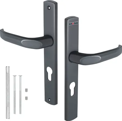 Produktbild von KOTARBAU® Klamka drzwiowa 72 mm Wkładka bębenkowa Klamka drzwiowa Aluminiowy zestaw klamek Uniwersalna klamka drzwiowa Okucie drzwi Zestaw długich szyldów Antracyt Drzwi wewnętrzne Drzwi wewnętrzne Drzwi zewnętrzne Klamka