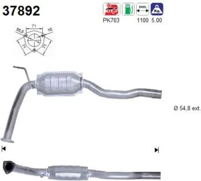 Produktbild von AS Katalysator Kat für VW Transporter IV Bus (70B, 70C, 7DB, 7DK, 70J, 70K, 7DC, 7DJ) 37892